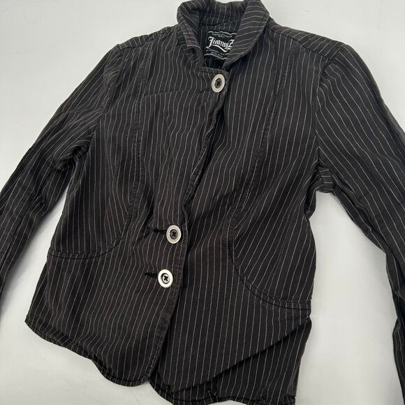 VTG y2k Womens Pinstripe Jimmy'Z Surf Co. Blazer Jacket Low Rise Shorts Set Sz M - Picture 3 of 12